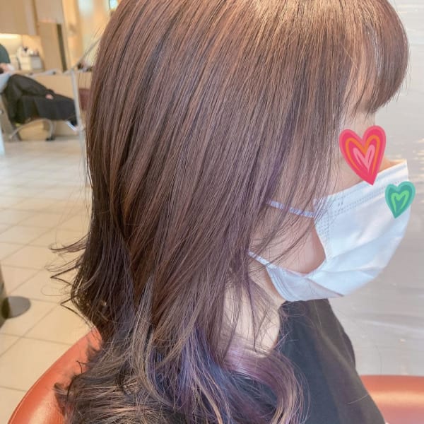 お洒落なパープルとブルーのインナーカラー