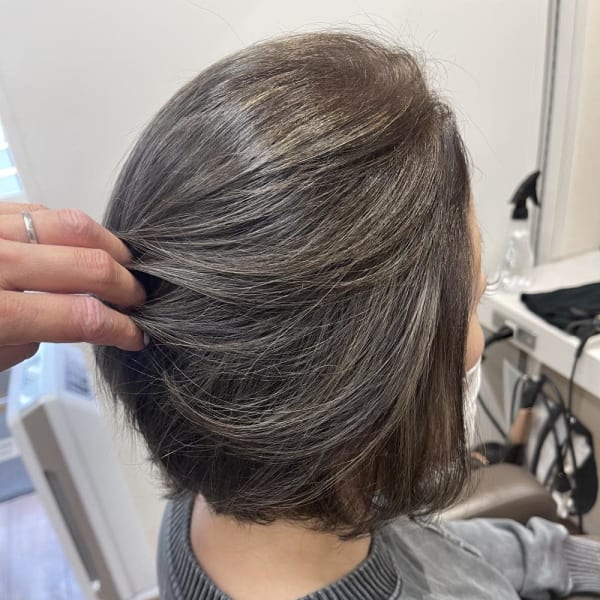 50代ミセスのハイライト入り白髪染め