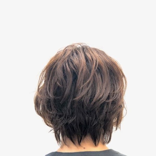 小顔/無造作ウェーブ/ショート/デジタルパーマ/40代50代