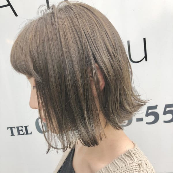【ARCH 竹田】前下がり切りっぱなしボブ シフォンベージュ
