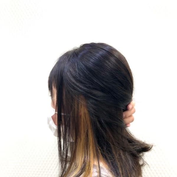 イヤリングカラー/インナーカラー/ミディアム/ロブ/30代