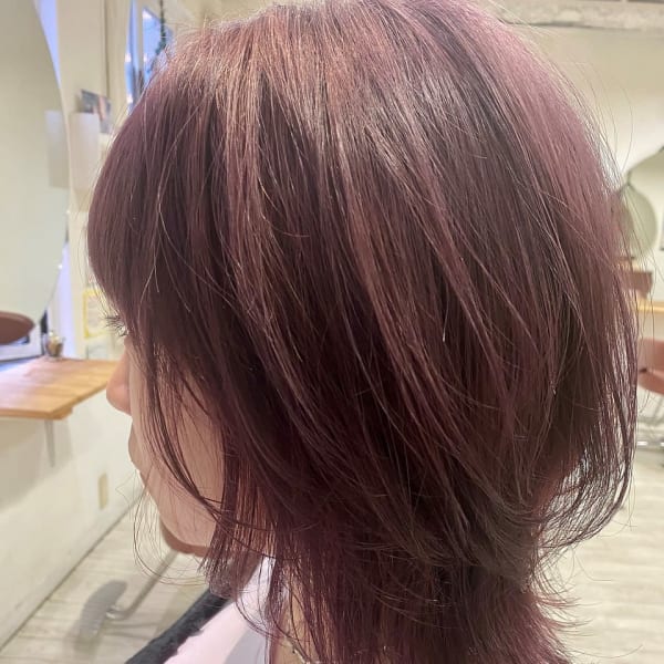 ピンクラベンダー×ウルフカット