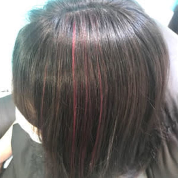 エアリーエクステ×カラーメッシュ×ミディアム