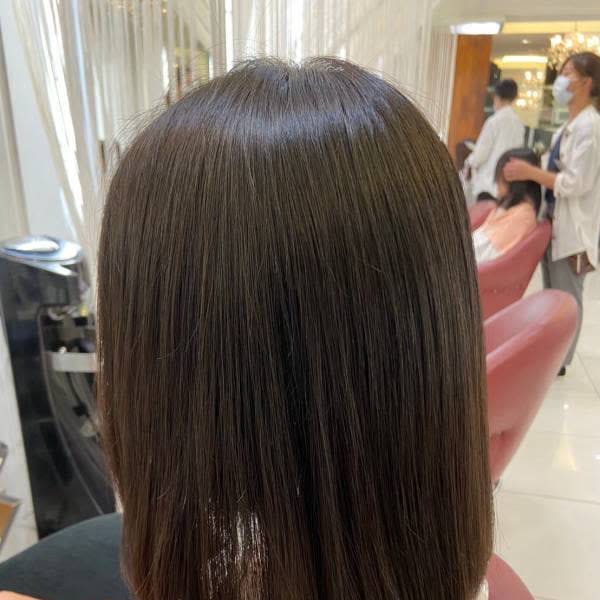 ワンレンボブ/セミディ/暗めカラー/30代40代/矯正