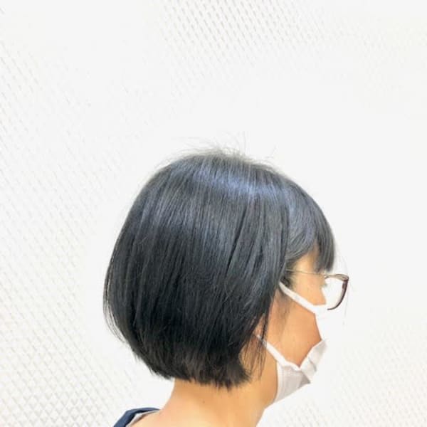 黒髪/ボブ/ショートボブ/小顔/40代50代60代/白髪染め