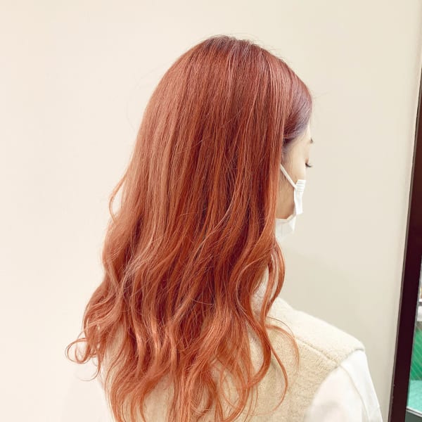 韓国人風 ゆるふわ ピンクオレンジ サーモンピンク