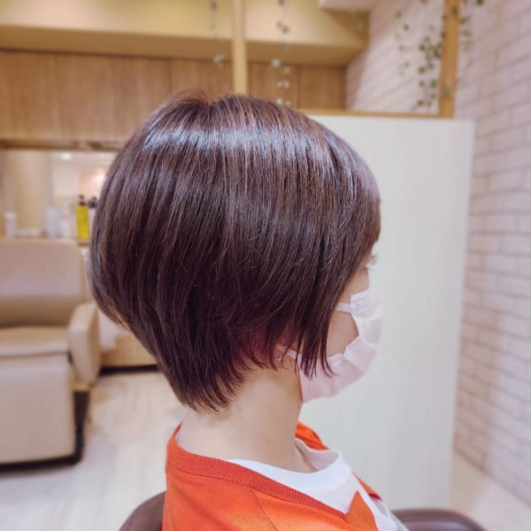 【Ayung銀座】ピンクベージュのショートボブ