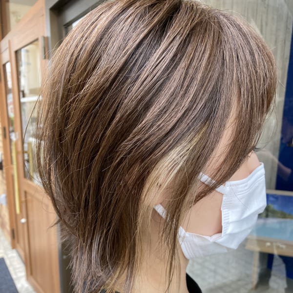 黒髪/ボブルフ/ネビージュ/小顔/ワンレン/水戸/髪質改善/