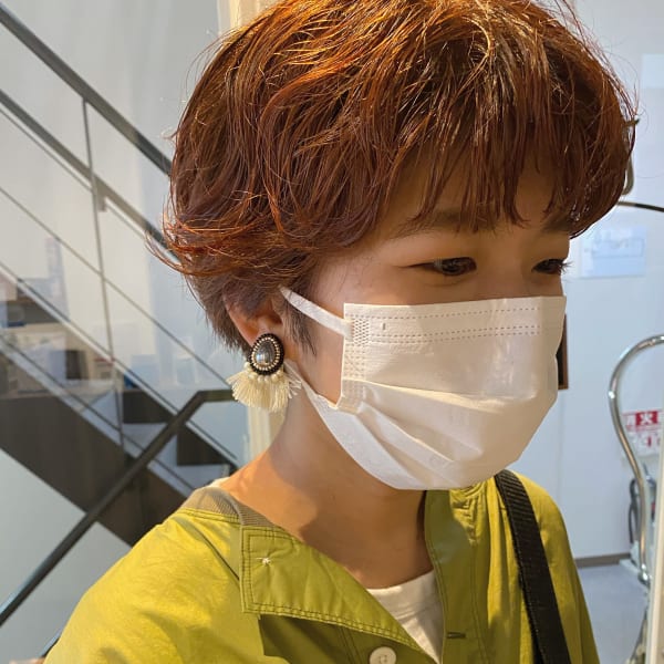 くせ毛風パーマ×オレンジベージュ