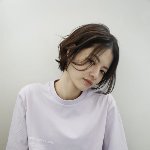 大人ショート|前髪なし