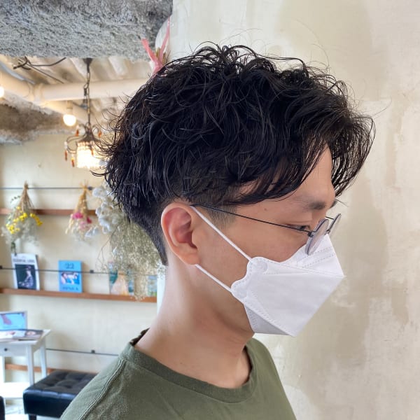 ナチュラルニュアンスパーマ センターパート