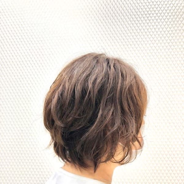 無造作パーマ/小顔/ショート/暖色系カラー/デジタルパーマ/