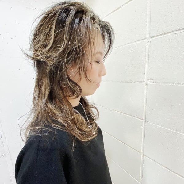 ブリーチカラー極細ハイライトミックス