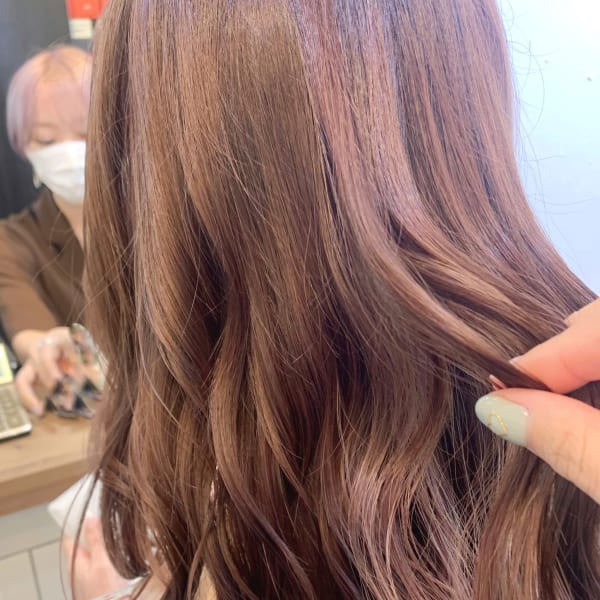 ブリーチなしピンクベージュカラー