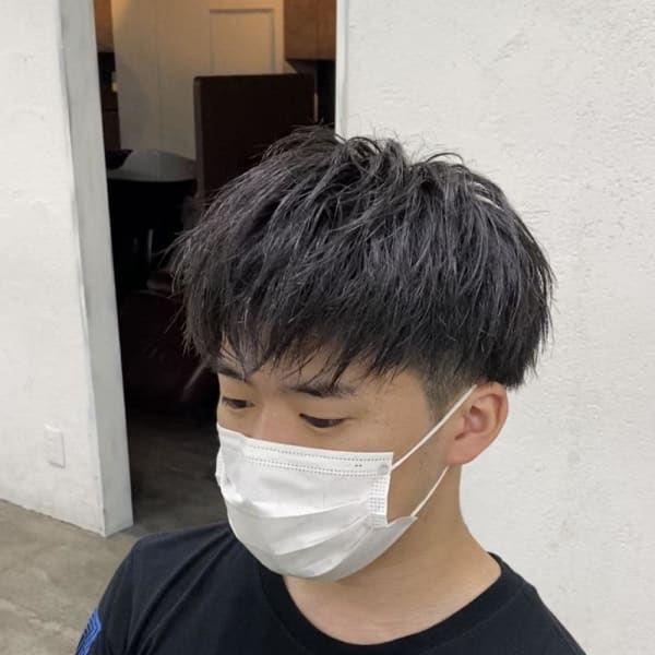 ショートマッシュ/黒髪/ツーブロック/束感/池袋