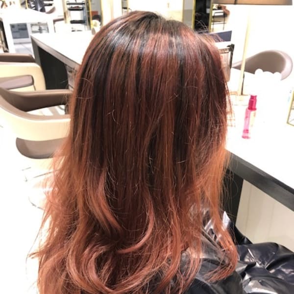 コントラストピンクバレイヤージュ