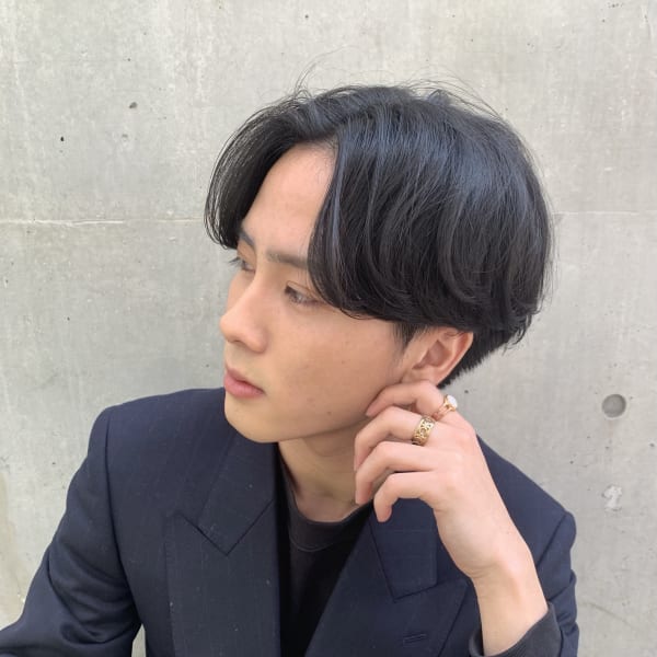 センターパート×ニュアンスパーマ