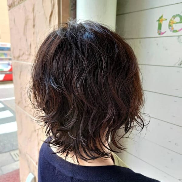 くせ毛風ウェットパーマ×ダイヤモンドシルエット