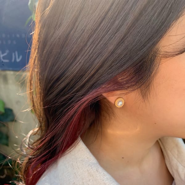 イヤリングカラー　ピンク&ピンクベージュ