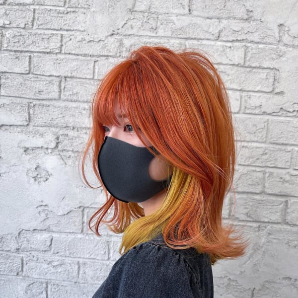 インナーカラーレモンイエローペールオレンジ2214