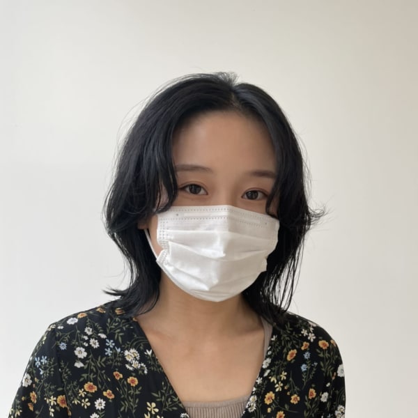 韓国風バング×ダークブルー