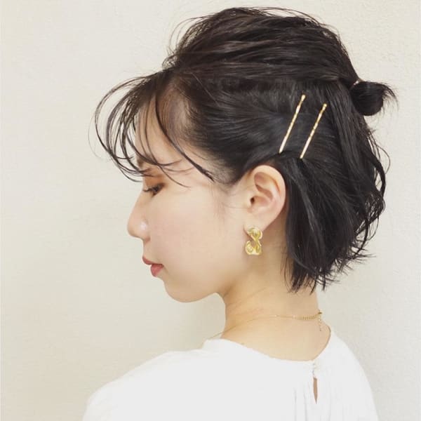 黒髪ショートボブアレンジ