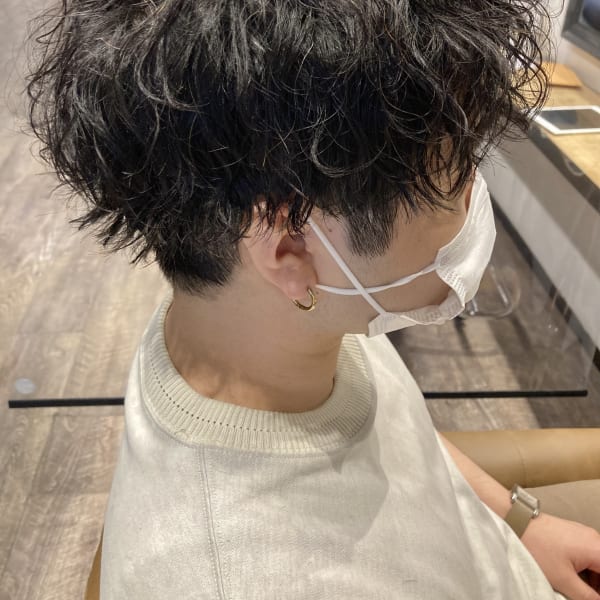 刈り上げマッシュ×ツイストスパイラルパーマ【佐藤和弥】
