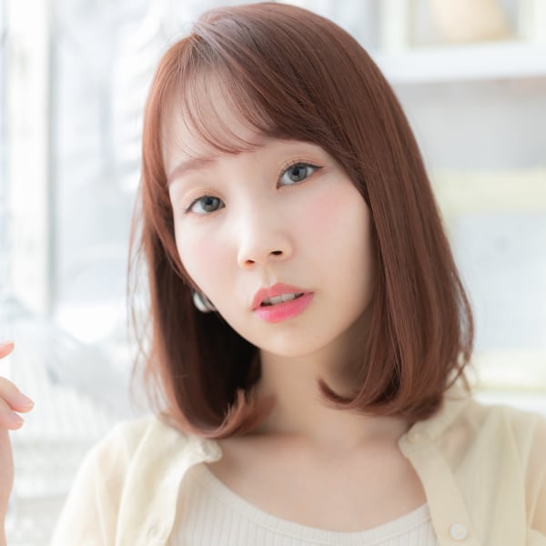 シースルーバング小顔前下がりメルトカラー　シースルー前髪