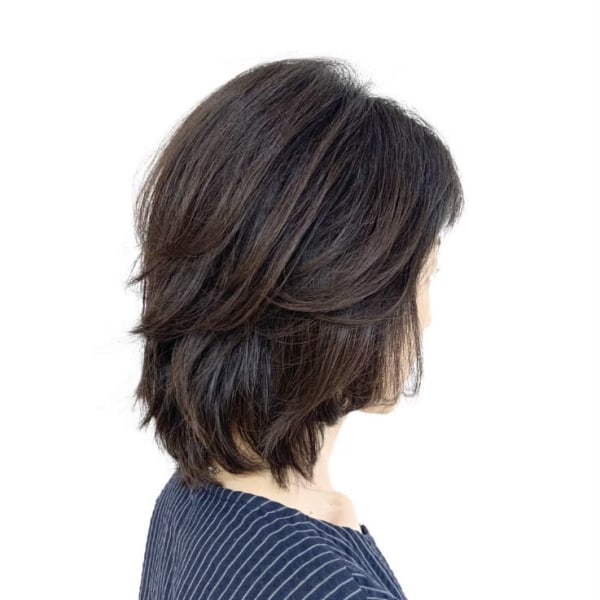 40代50代/小顔/ウルフ/レイヤーカット/ナチュラルカラー