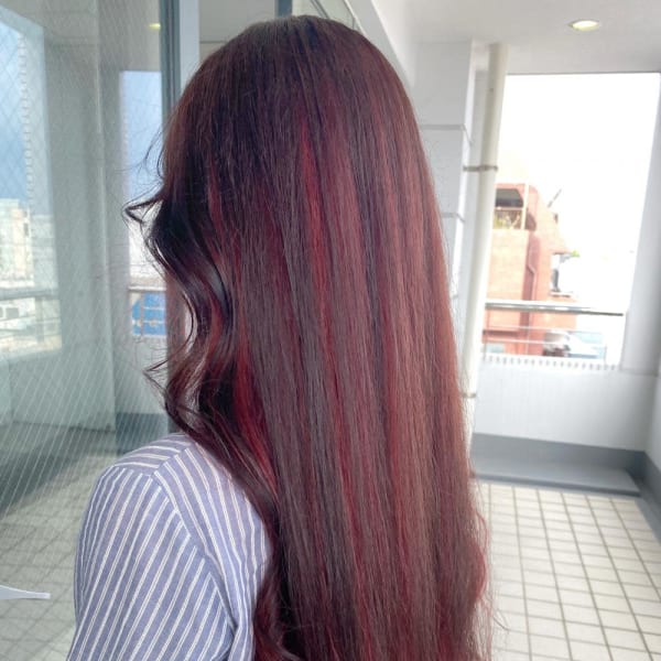 【CHESTER】インナーカラーピンクブラウン ピンクレッド