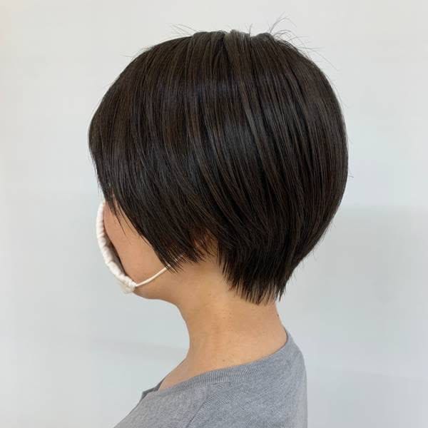 丸み/小顔/ショート/黒髪/グラデーション/30代40代50