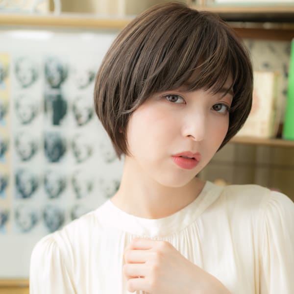 耳かけも◎黒髪斜めバング小顔マッシュボブ ボブショート