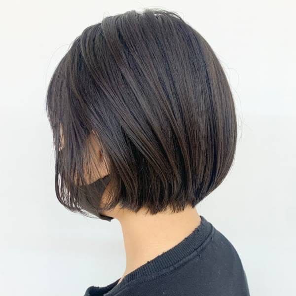 大人かわいい/小顔/丸み/ミニボブ/ボブ/黒髪/30代40代