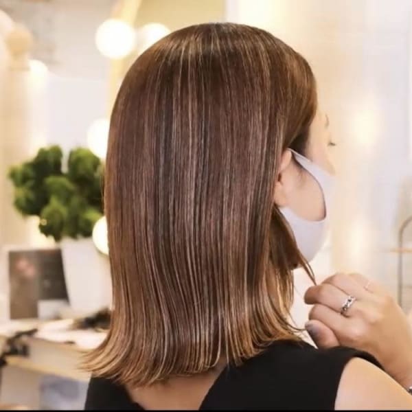 切りっぱなしボブ×ミルフィーユハイライト