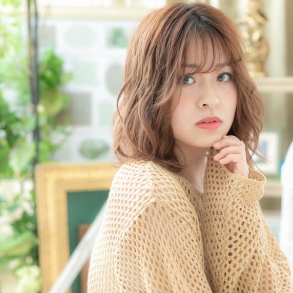 韓国風ハイライトゆるふわシースルーバング20代30代40代