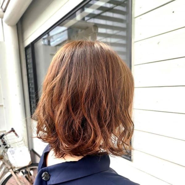 ワンレンボブ×クリープパーマ