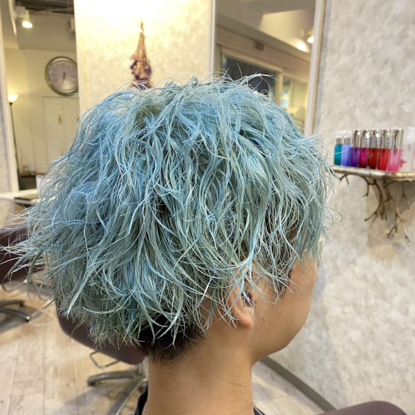 水色カラー/ソフトスパイラルマッシュ|hair epoque