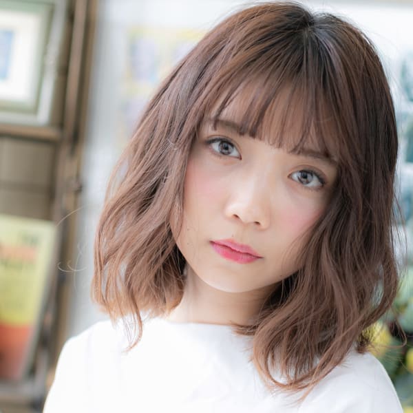 大人ハイライトカラーくせ毛風小顔プリカール バレイヤージュ