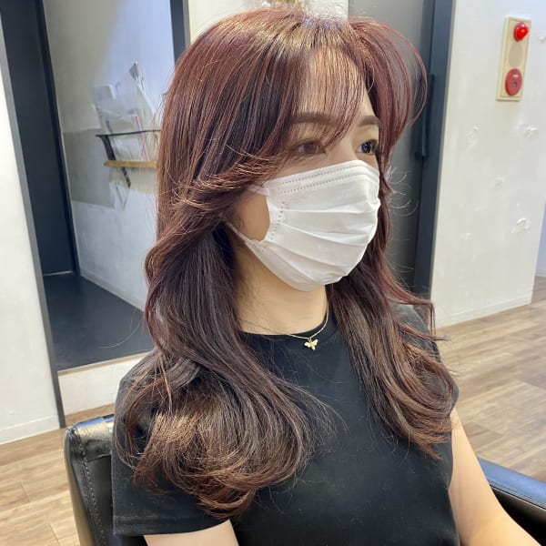 ブリーチなしワインレッドカラー