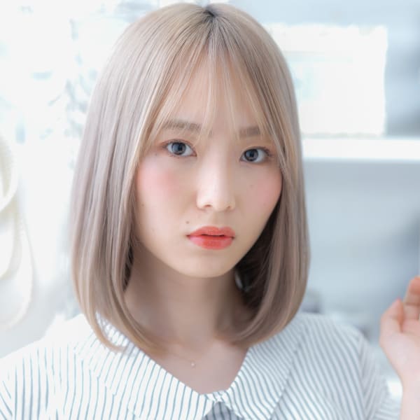 外国人風ダブルカラーエアストレート 透けバング