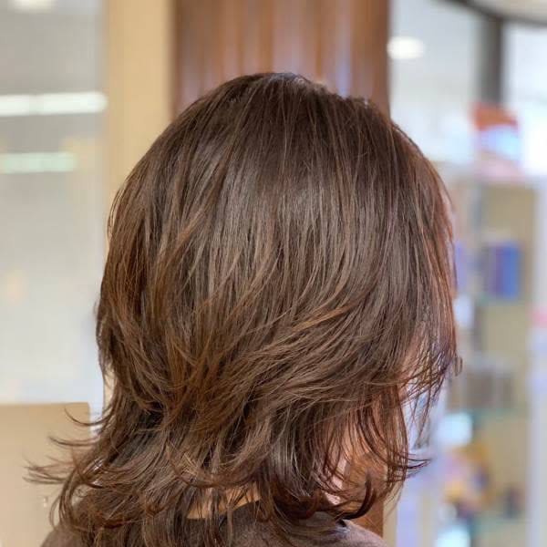 くびれ/レイヤーカット/小顔/ウルフ/デジパ/暖色系/40代