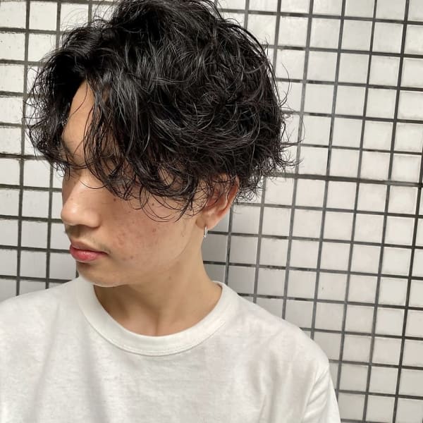 束感パーマ　ツーブロックマッシュ　波巻きパーマ【札幌】