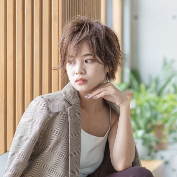 【Totia梅田】大人スパイキーショート×カーキアッシュ