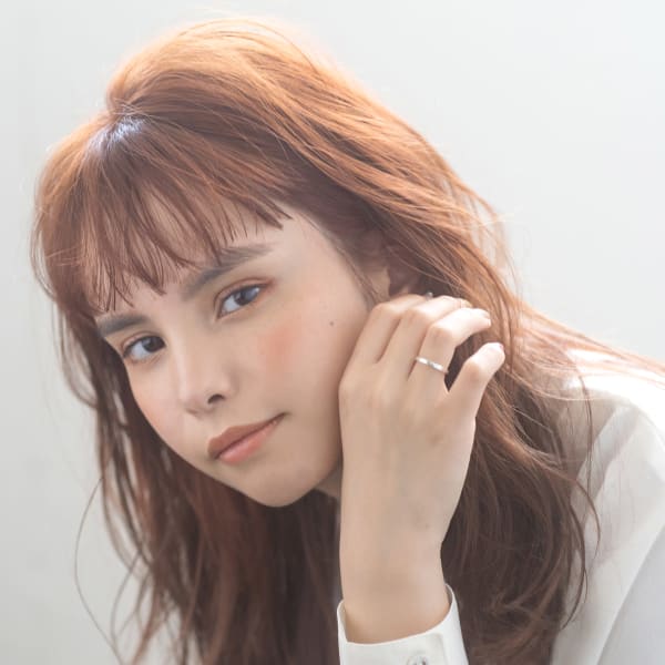 【emu井上信洋】オン眉前髪ゆるふわオレンジカラー【エミュ】