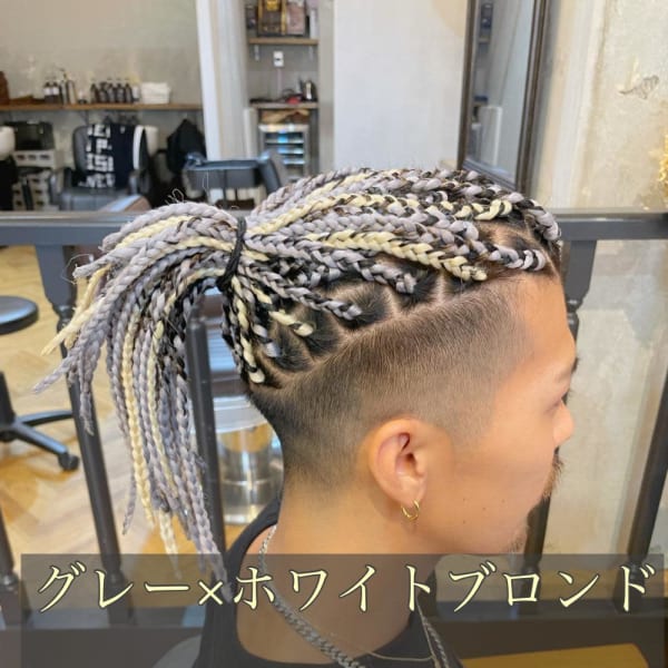 【メンズブレイズ】ホワイトブロンド×グレー