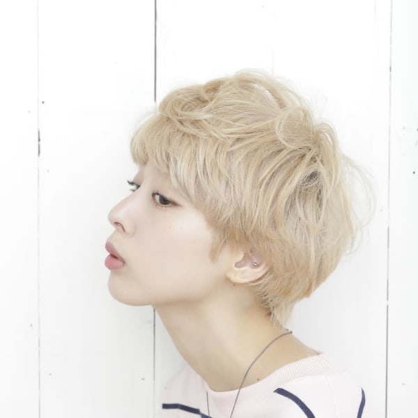 kirihara ホワイトベージュマッシュショート