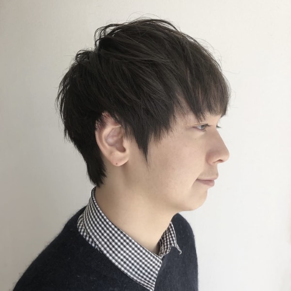 パーマ無し・刈り上げ無しの、ソフトマッシュショート