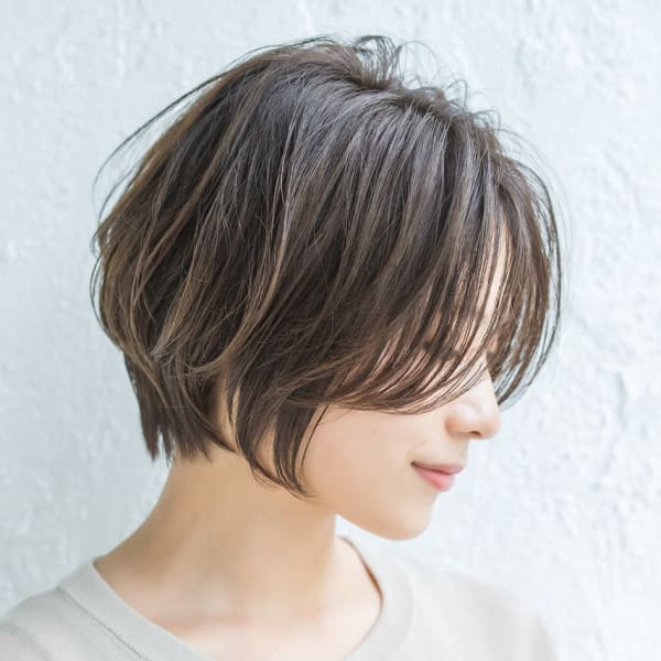 【eL 横浜】前髪長めの大人ショートボブ・ニュアンスパーマ|eL 横浜
