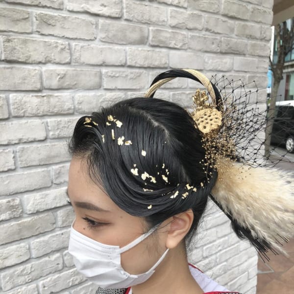 アレンジヘア/卒業式 /水引きアレンジ＋着付け(袴)