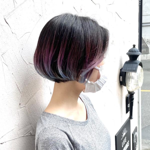 ペールラベンダーブルーグラデーション・ミニボブ